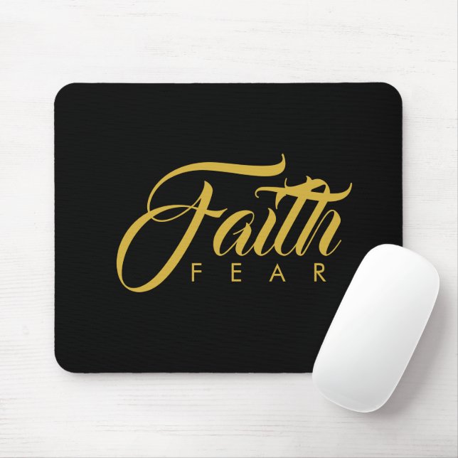 Faith Over Fear Gold and Black Mouse Mat (With Mouse)