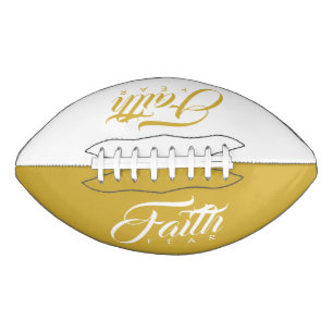Faith Over Fear Gold and White American Football