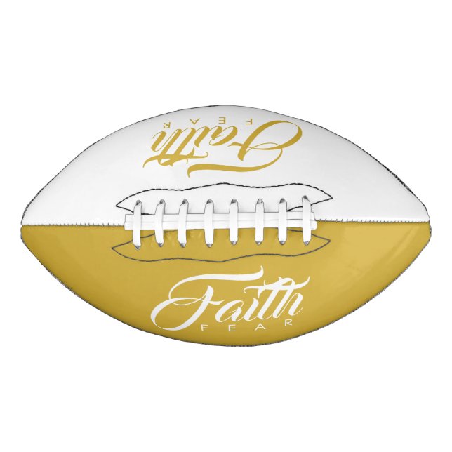 Faith Over Fear Gold and White American Football (Front)