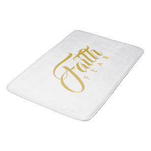 Faith Over Fear Gold and White Bath Mat