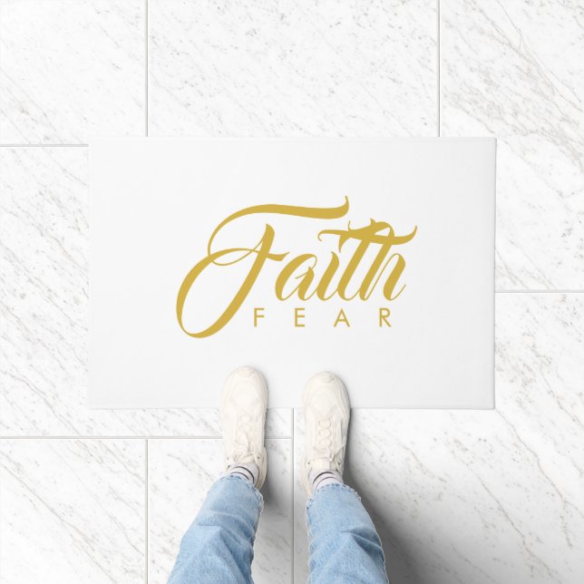 Faith Over Fear Gold and White Doormat (Indoor)