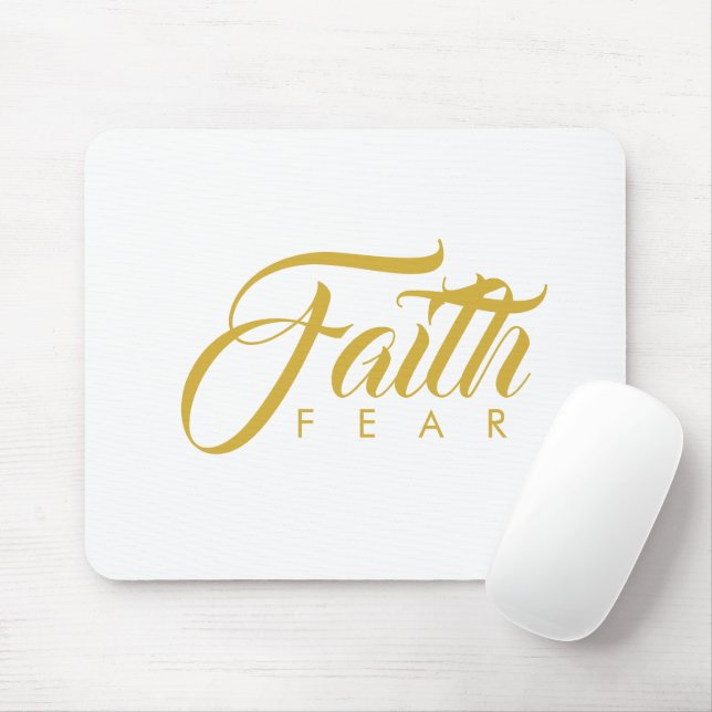 Faith Over Fear Gold and White Mouse Mat (With Mouse)