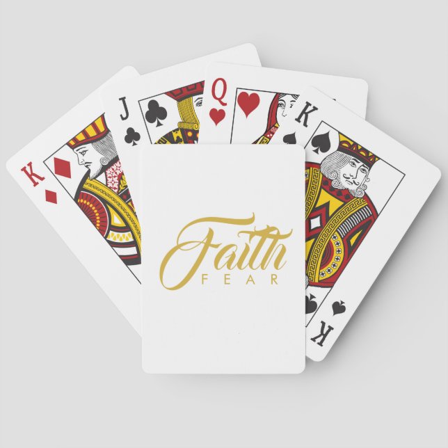 Faith Over Fear Gold and White Playing Cards (Back)