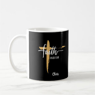 Faith Over Fear Gold Cross Coffee Mug