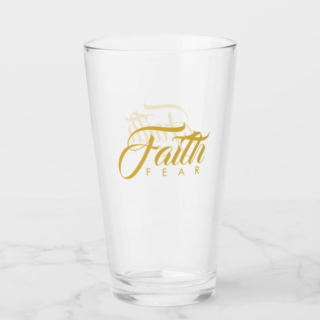 Faith Over Fear Gold Graphic Glass (Front)