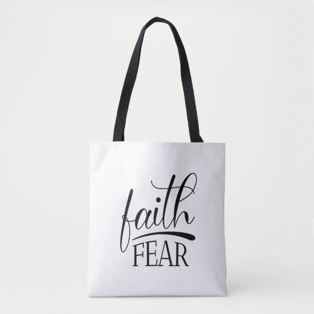 Faith Over Fear Gospel Graphics Famous Christian Tote Bag (Front)