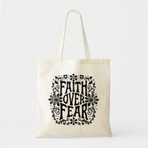 Faith over fear groovy Christian floral aesthetic Tote Bag