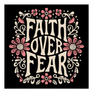 Faith over fear groovy Christian Poster