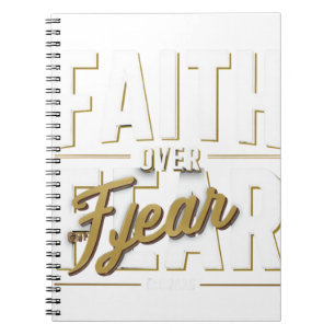 Faith Over Fear Gym Shirt Christian Workout Moti Notebook