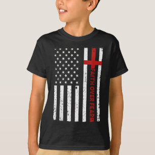 Faith Over Fear Jesus Christian Cross God Bible Us T-Shirt