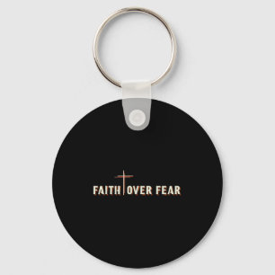 Faith Over Fear Jesus Cross Christian Graphic Key Ring