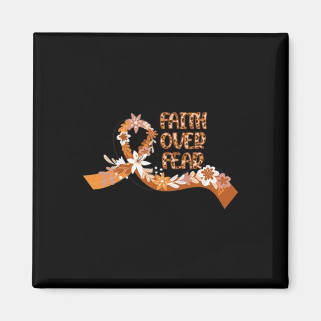 Faith Over Fear Leopard Leukaemia Awareness Warrio Magnet (Front)