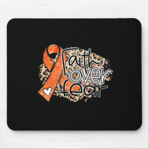 Faith Over Fear Leopard Orange Ribbon Leukemia Awa Mouse Mat