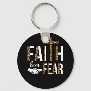 Faith Over Fear Letters Christian Faith Cross Key Ring