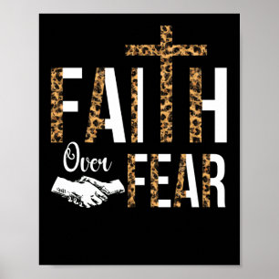 Faith Over Fear Letters Christian Faith Cross Poster