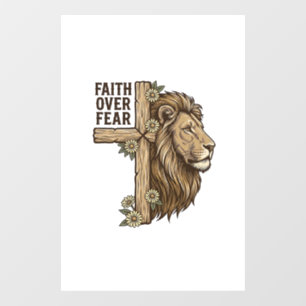 Faith Over Fear Lion Cross Vintage Christian Shirt Window Cling