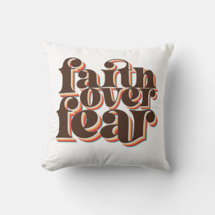 Faith Over Fear Modern Retro Christian Inspiration Cushion