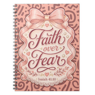 Faith Over Fear Notepad Coquette Christian Girly Notebook