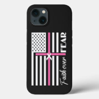 Faith Over Fear Pink Cross Flag