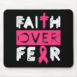 Faith Over Fear Pink Ribbon Breast Cancer Awarenes Mouse Mat
