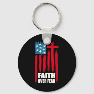 Faith Over Fear Prayer America Pride Us Flag Ameri Key Ring