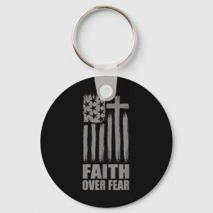 Faith Over Fear Prayer America Pride Us Flag Ameri Key Ring