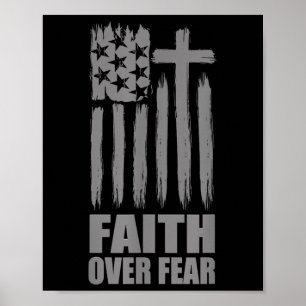 Faith Over Fear Prayer America Pride Us Flag Ameri Poster