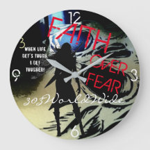 " FAITH OVER FEAR! " ROUND WALL CLOCK 4 HER!