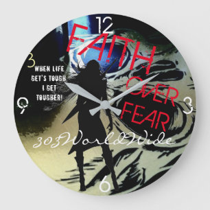 " FAITH OVER FEAR! " ROUND WALL CLOCK 4 HER!