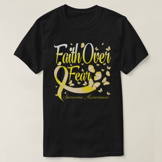 Faith Over Fear Sarcoma Awareness Butterfly T-Shirt (Design Front)