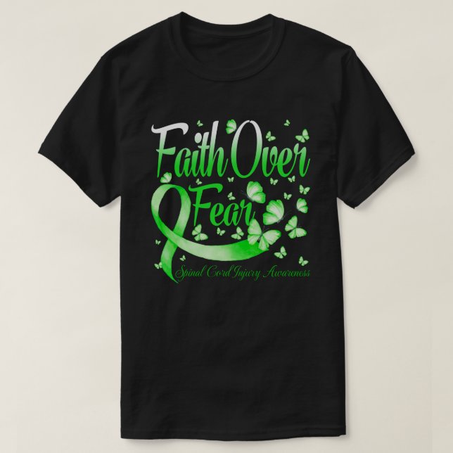 Faith Over Fear Spinal Cord Injury  Awareness Butt T-Shirt (Design Front)