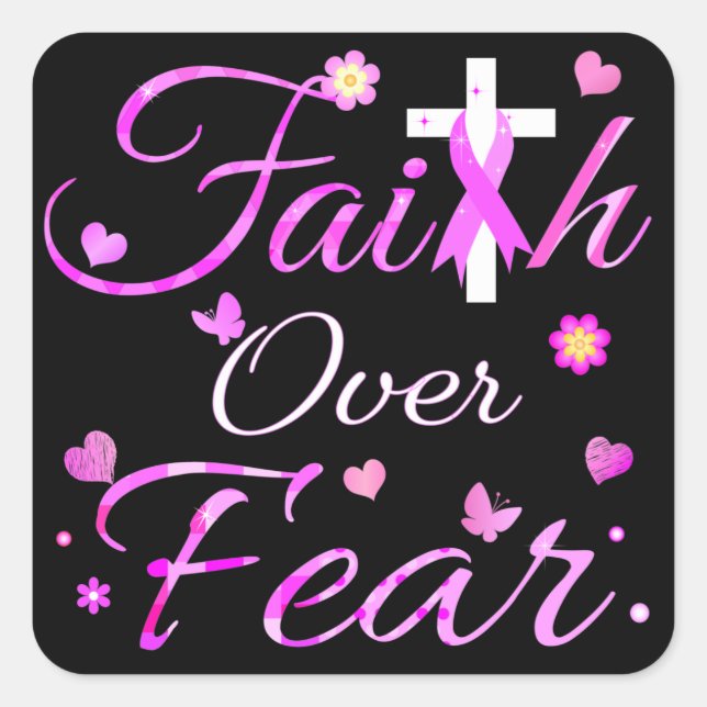 Faith Over Fear Square Sticker (Front)