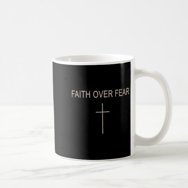 Faith Over Fear Subtle Christian Minimalist Religi Coffee Mug (Right)