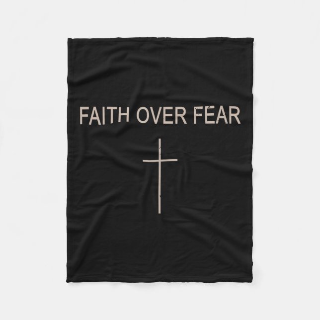 Faith Over Fear Subtle Christian Minimalist Religi Fleece Blanket (Front)