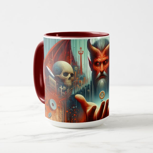 Faith Over Fear - Surreal Spiritual Journey Mug (Front Left)