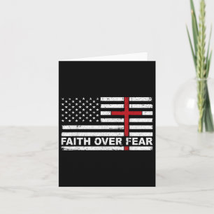 Faith Over Fear Us Usa Flag American Cross Jesus C Card