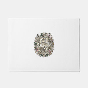 Faith Over Fear Vintage Floral Butterfly Doormat