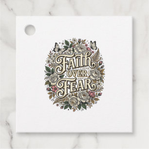 Faith Over Fear Vintage Floral Butterfly Favour Tags