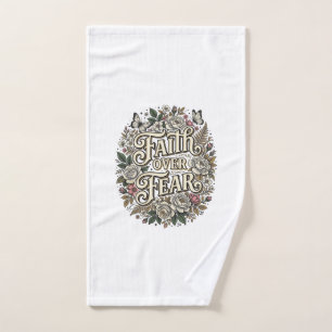 Faith Over Fear Vintage Floral Butterfly Hand Towel