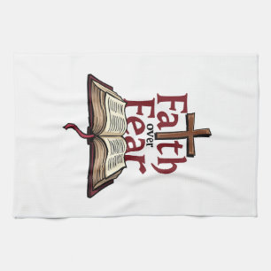 Faith Over Fear Vintage Jesus Faith Tee (1) Tea Towel
