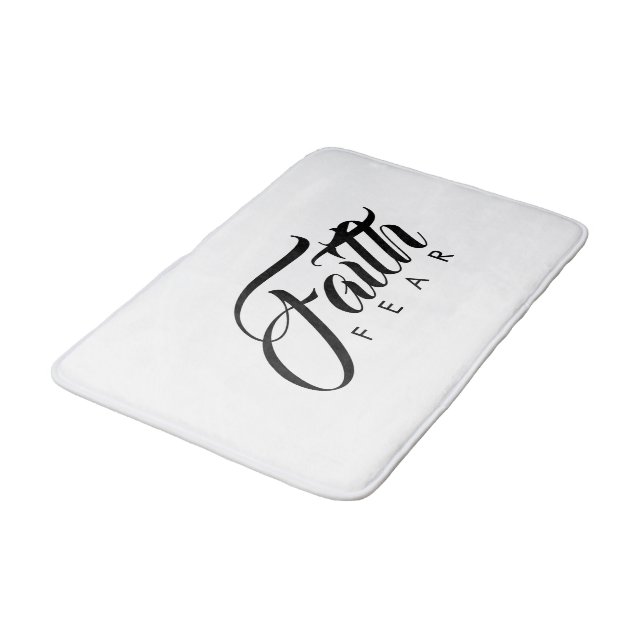 Faith Over Fear White Bath Mat (Angled)