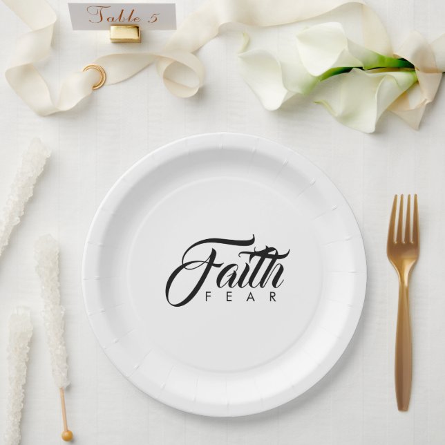 Faith Over Fear White Paper Plate (Wedding)