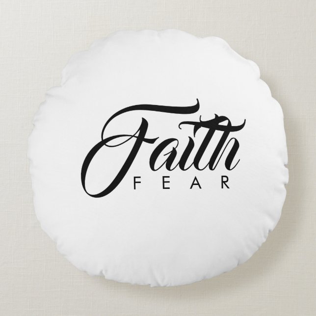 Faith Over Fear White Round Cushion (Front)