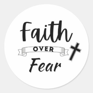 Faith over Fear with Cross, Christian Faith Positi Classic Round Sticker