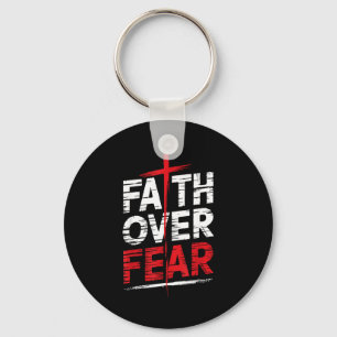 Faith Over Fear With Cross Christian Men Key Ring