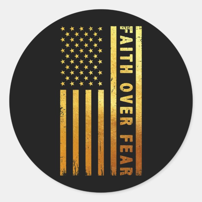 Faith Over Fears Cool Christian Cross American Classic Round Sticker (Front)