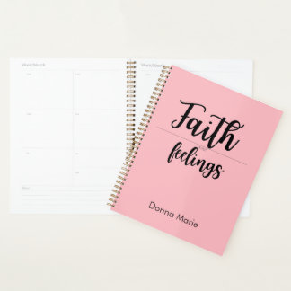 Faith Over Feelings Pink Planner for Women
