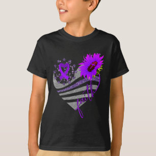 Faith Overdose Awareness Sunflower Heart Ribbon Pu T-Shirt