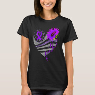 Faith Overdose Awareness Sunflower Heart Ribbon Pu T-Shirt