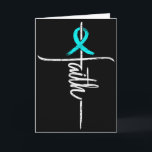 Faith Pcos Awareness Cross Christian Ribbon Teal S Card<br><div class="desc">Faith Pcos Awareness Cross Christian Ribbon Teal Support</div>
